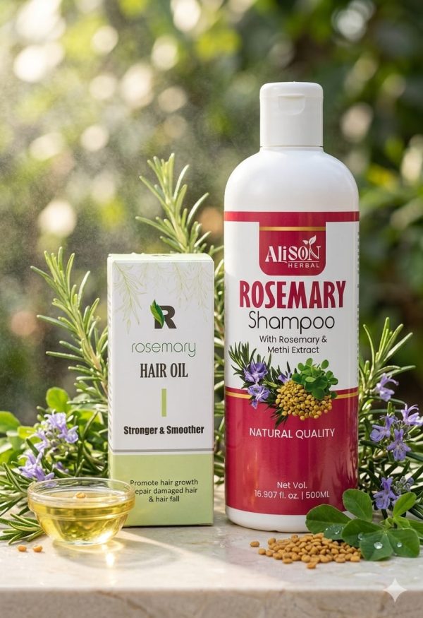 🌿 Rosemary Shampoo + Hair Oil Combo